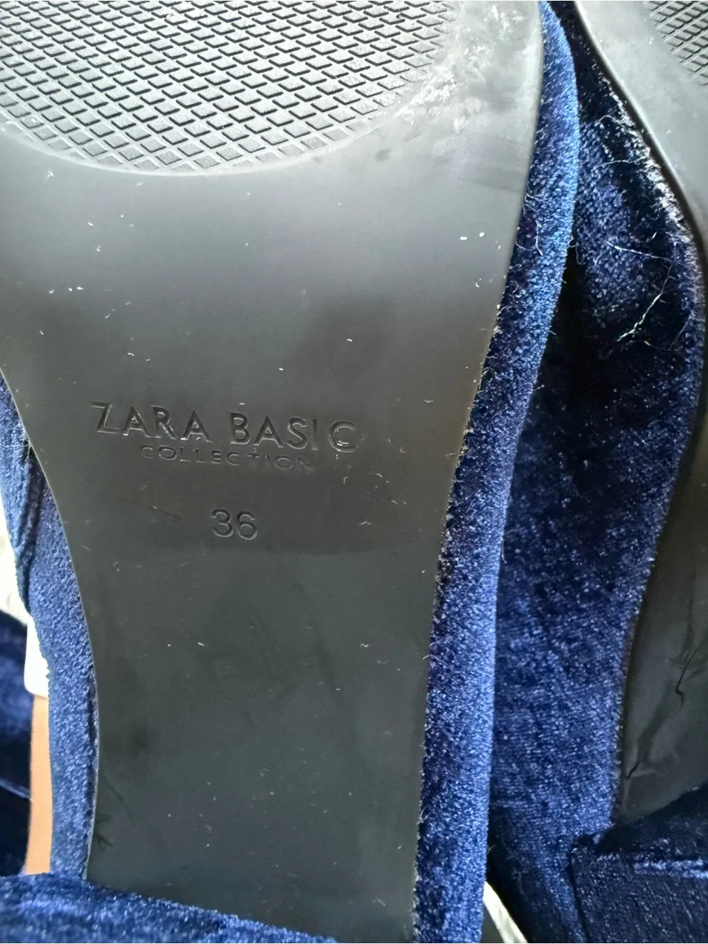 Zara Navy Velvet Over-the-Knee Block Heel Boots